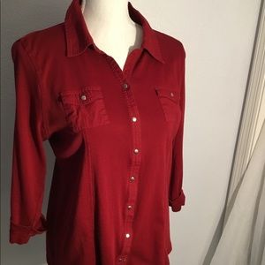 Karen Scott red button down shirt-L